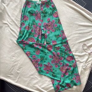 Boden - wide leg Floral Green and Pink Pants
